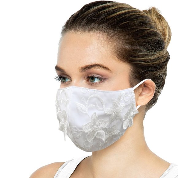 2 White Lace Linen Face mask, Art face mask - Picture 3 of 7